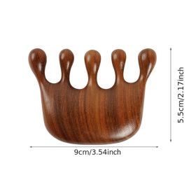 1pc Meridian Massage Comb Sandalwood Wooden 5 Tooth Point Acupuncture Head Massage Therapy Blood Circulation Anti-static Smooth Hair - Style 5