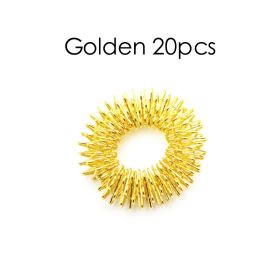 20pcs Spiky Sensory Finger Massage Ring Relax Finger Massager Decompression Multicolor Relieve Stress Spring Massage Rings - Golden 20pcs