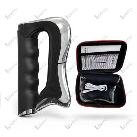 LINDAIYU Barberology Massager Cordless Electric Fascia Gun Body Vibration Head Exercising Fitness Relaxation Handheld USB Charge - Black Massage Knife