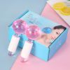 2Pcs/Box Beauty Ice Therapy Face Massage Ball Cool Compress Globes Hockey Facial Massager Crystal Glasses Ball Skin Care Tools - Pink