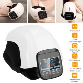 Electric Rechargeable Knee Massager Infrared Heat Pain Relief Therapy Knee Brace Wrap with Air Pressure Kneading Timer Temperature Adjustment - Black