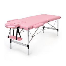 Portable Massage Table Adjustable Facial Salon Spa Bed - Pink - Beauty & Health Supplies