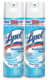 Lysol Disinfectant Spray, Sanitizing and Antibacterial Spray, For Disinfecting and Deodorizing, Crisp Linen, 19 Fl. Oz (Pack of 2) - Lysol Disinfectan