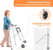 Adjustable Height 32"-39" Foldable Standard Walker with 5" Wheels & Folding Button, Support up to 300 lbs - KM3832