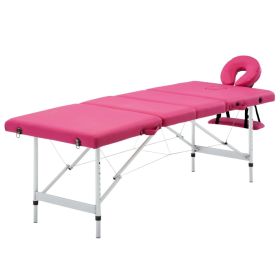 Foldable Massage Table 4 Zones Aluminum Pink - Pink