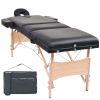 3-Zone Folding Massage Table 3.9" Thick Black - Black