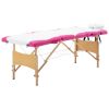 Foldable Massage Table 4 Zones Wood White and Pink - White