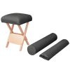 Folding Massage Stool with 4.7" Thick Seat & 2 Bolsters Black - Black