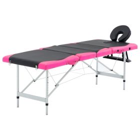 4-Zone Foldable Massage Table Aluminum Black and Pink - Black