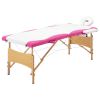 Foldable Massage Table 2 Zones Wood White and Pink - White