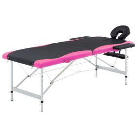 2-Zone Foldable Massage Table Aluminum Black and Pink - Black