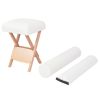 Folding Massage Stool with 4.7" Thick Seat & 2 Bolsters White - White