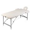 Cream White Foldable Massage Table 2 Zones with Aluminum Frame - White