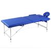 Blue Foldable Massage Table 2 Zones with Aluminum Frame - Blue