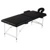 Black Foldable Massage Table 2 Zones with Aluminum Frame - Black