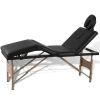 Black Foldable Massage Table 4 Zones with Wooden Frame - Black