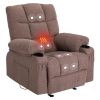 Vanbow.Recliner Chair Massage Heating sofa with USB and side pocket 2 Cup Holders (Brown) - as Pic