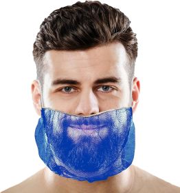 Beard Nets for Men Food Service 100 pack 18'' Blue Beard Hair Nets Food Service Disposable Beard Bib Breathable Leightweight Beard Covers Reusable Nyl