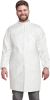 White Static Dissipative Lab Coats. Pack of 10 Barrier Large Medical Frocks. 60 GSM Blend of Polyethylene and Polypropylene Fabric Disposable Gowns wi