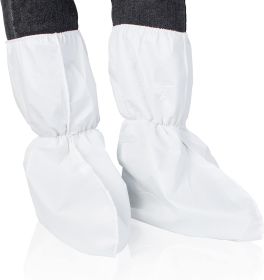 Disposable Boot Covers 19" High; 15" Length. Pack of 10 White Shoe Covers. Large Polypropylene Polyethylene Shoe Booties. Heavy Duty Thickness 5 Mil.