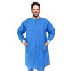 Disposable Gowns XX-Large 10 Pack. Blue Surgical Gowns. 40 gsm SMS Unisex Medical Gowns with Long Sleeves; Knit Collar; Cuffs; 3 Pockets. Disposable L