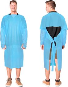 Disposable Isolation Gowns 45". Pack of 25 Blue Disposable Gowns X-Large. Ppe Gown; CPE Medical Gowns with Long Sleeves; Apron-Style Neck. Surgical Go