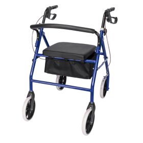 Four Wheel Walker Rollator with Fold Up Removable Back Support YF - Blue