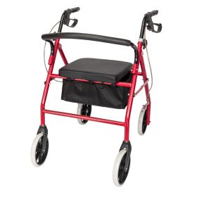 Four Wheel Walker Rollator with Fold Up Removable Back Support YF - Red