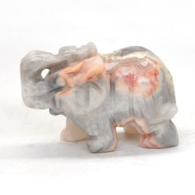 Elephant Statue Natural Gemstone Carved Healing Crystal Amethyst Quartz Animals Figurine Reiki Stones Lucky Decoration Wholesale - Crazy Agate - 1.5 I