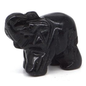 Elephant Statue Natural Gemstone Carved Healing Crystal Amethyst Quartz Animals Figurine Reiki Stones Lucky Decoration Wholesale - Black Obsidian - 1.