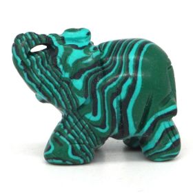 Elephant Statue Natural Gemstone Carved Healing Crystal Amethyst Quartz Animals Figurine Reiki Stones Lucky Decoration Wholesale - Malachite - 2 IN