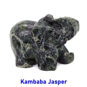 Elephant Statue Natural Gemstone Carved Healing Crystal Amethyst Quartz Animals Figurine Reiki Stones Lucky Decoration Wholesale - Kambaba Jasper - 1.