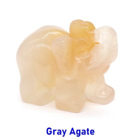 Elephant Statue Natural Gemstone Carved Healing Crystal Amethyst Quartz Animals Figurine Reiki Stones Lucky Decoration Wholesale - Grey Agate - 2 IN