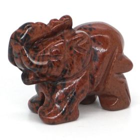 Elephant Statue Natural Gemstone Carved Healing Crystal Amethyst Quartz Animals Figurine Reiki Stones Lucky Decoration Wholesale - Red Mahogany - 2 IN