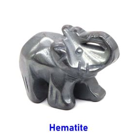 Elephant Statue Natural Gemstone Carved Healing Crystal Amethyst Quartz Animals Figurine Reiki Stones Lucky Decoration Wholesale - Hematite - 1.5 IN