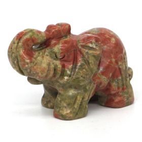 Elephant Statue Natural Gemstone Carved Healing Crystal Amethyst Quartz Animals Figurine Reiki Stones Lucky Decoration Wholesale - Unakite - 2 IN