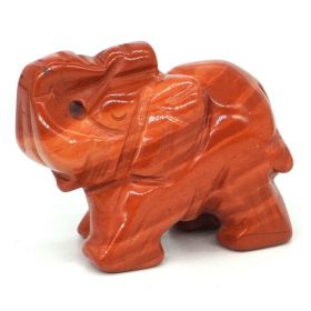 Elephant Statue Natural Gemstone Carved Healing Crystal Amethyst Quartz Animals Figurine Reiki Stones Lucky Decoration Wholesale - Red Jasper - 2 IN