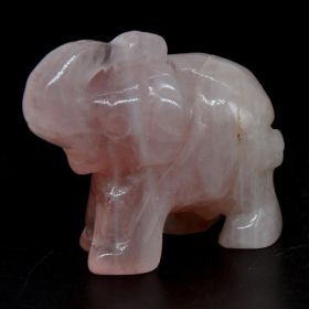 Elephant Statue Natural Gemstone Carved Healing Crystal Amethyst Quartz Animals Figurine Reiki Stones Lucky Decoration Wholesale - Rose Quartz - 2 IN