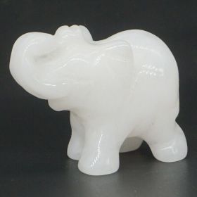 Elephant Statue Natural Gemstone Carved Healing Crystal Amethyst Quartz Animals Figurine Reiki Stones Lucky Decoration Wholesale - White Jade - 1.5 IN