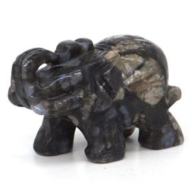 Elephant Statue Natural Gemstone Carved Healing Crystal Amethyst Quartz Animals Figurine Reiki Stones Lucky Decoration Wholesale - Rhyolite - 1.5 IN