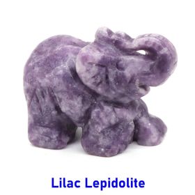 Elephant Statue Natural Gemstone Carved Healing Crystal Amethyst Quartz Animals Figurine Reiki Stones Lucky Decoration Wholesale - Lilac Lepidolite -