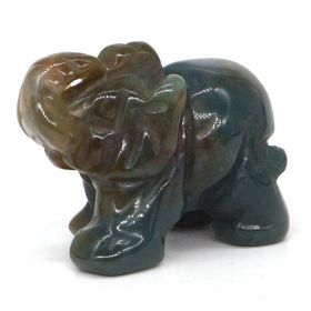 Elephant Statue Natural Gemstone Carved Healing Crystal Amethyst Quartz Animals Figurine Reiki Stones Lucky Decoration Wholesale - India Agate - 1.5 I