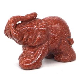 Elephant Statue Natural Gemstone Carved Healing Crystal Amethyst Quartz Animals Figurine Reiki Stones Lucky Decoration Wholesale - Red Goldstone Sand