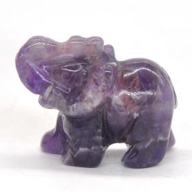 Elephant Statue Natural Gemstone Carved Healing Crystal Amethyst Quartz Animals Figurine Reiki Stones Lucky Decoration Wholesale - Amethyst - 1.5 IN