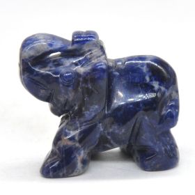 Elephant Statue Natural Gemstone Carved Healing Crystal Amethyst Quartz Animals Figurine Reiki Stones Lucky Decoration Wholesale - Blue Sodalite - 1.5