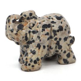 Elephant Statue Natural Gemstone Carved Healing Crystal Amethyst Quartz Animals Figurine Reiki Stones Lucky Decoration Wholesale - Dalmation Jasper -