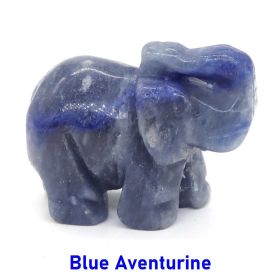 Elephant Statue Natural Gemstone Carved Healing Crystal Amethyst Quartz Animals Figurine Reiki Stones Lucky Decoration Wholesale - Blue Aventurine - 2