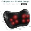 Shiatsu Pillow Massager with Heat Deep Kneading for Shoulder, Neck and Back  - as sohw