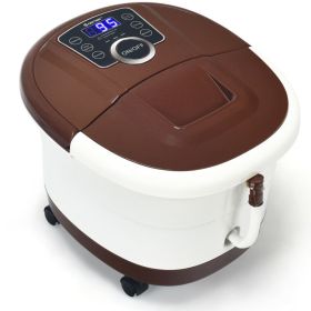 Shiatsu Portable Heated Electric Foot Spa Bath Roller Motorized Massager - Brown