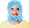 Polypropylene Hoods. Pack of 100 Blue Hooded Caps; Elastic Non-Woven Hoods Universal Size Hair Covers for Industrial Use. Breathable; Lightweight; Uni